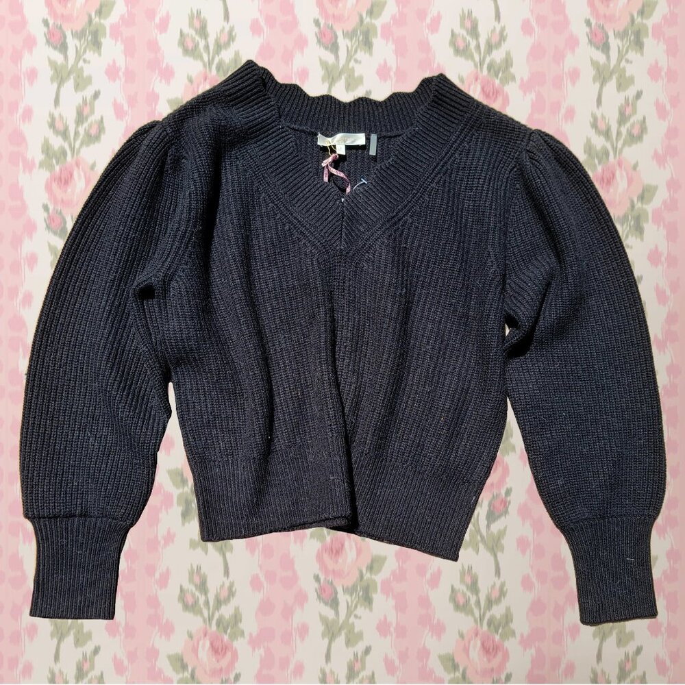 ❝ LOVESHACKFANCY celestina black cashmere sweater ⋆⁺₊🖤 ❞